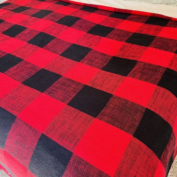 Pottery Barn Bryce Buffalo Check Duvet Cover King Red Black 100% Cotton Classic